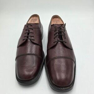 E.T. Wright Mens Burgundy Leather Cap Toe Derby Dress Shoes Size 11 AA Narrow